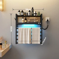 Bathroom shelf, black and white, stainless steel, towel dryer, towel heater, towel bar, towel warmer, towel rack