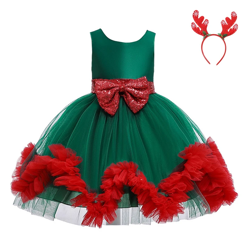 

Baby Clothes 3 10 Years Children Sleeveless Green Sequined Bow Casual Kids Sweet Midi Summer Dress Girls Vestidos