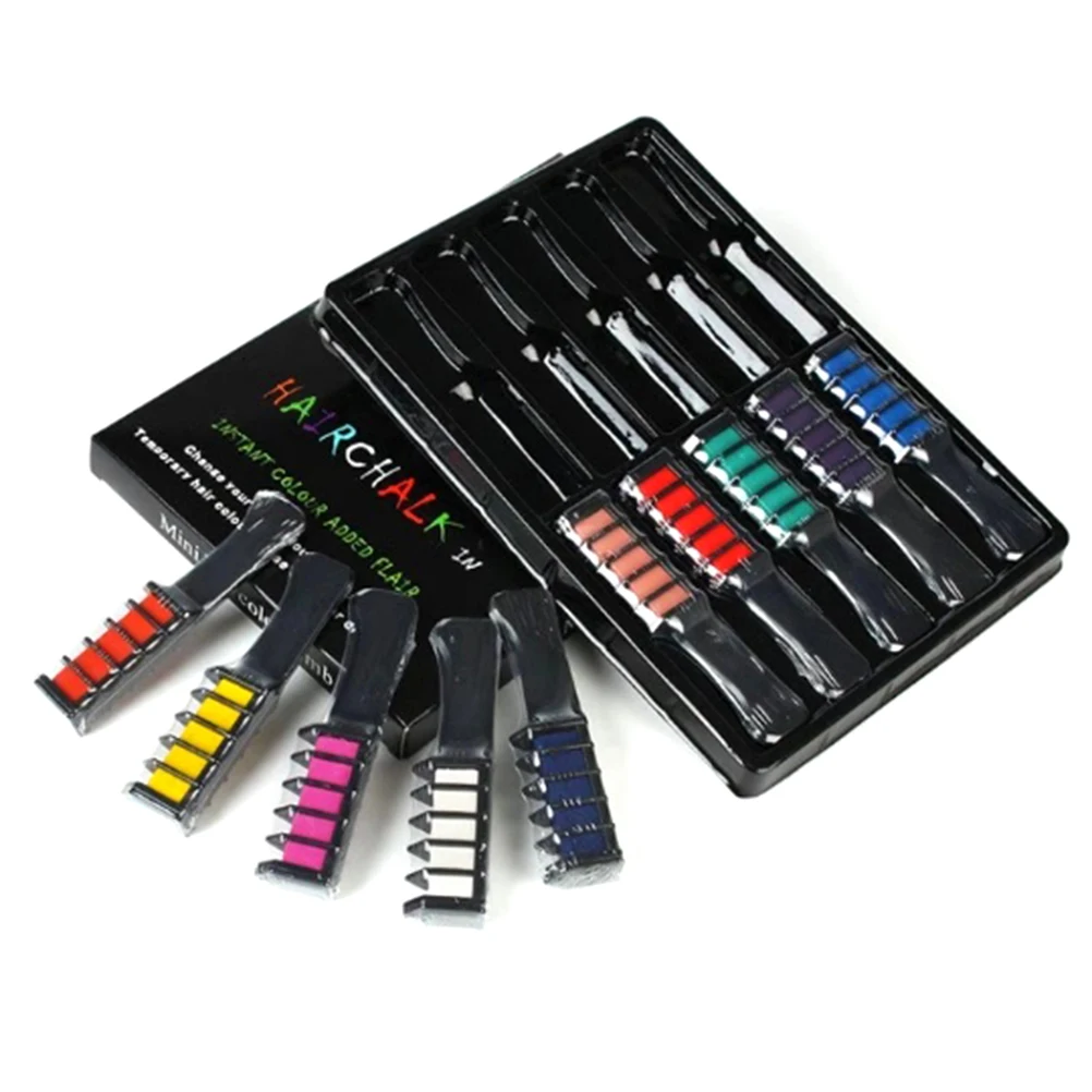 

10 Pcs Hair Color Chalks Crayons Disposable Hair Dye Comb Temporary Hair Chalk Color Combs Crayons Hair Dyeing Tool
