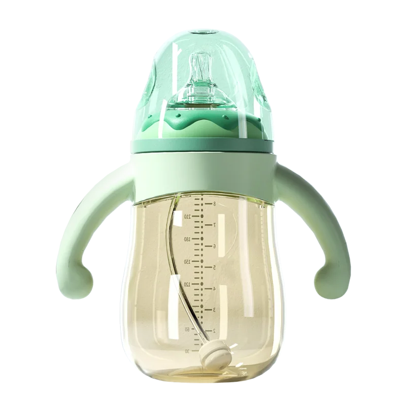 

PPSU Bottle Anti Falling with Pacifiers Newborn Baby Products Baby Wide Caliber Anti Flatulence Bottles Cute Water Bottle Pink