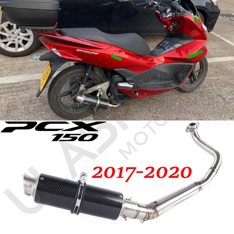 

Motorcycle Full System Exhaust Muffler Modified Carbon Fiber Middle Pipe Slip-On PCX125 PCX150 PCX 125 150 2017 2018 2019 2020