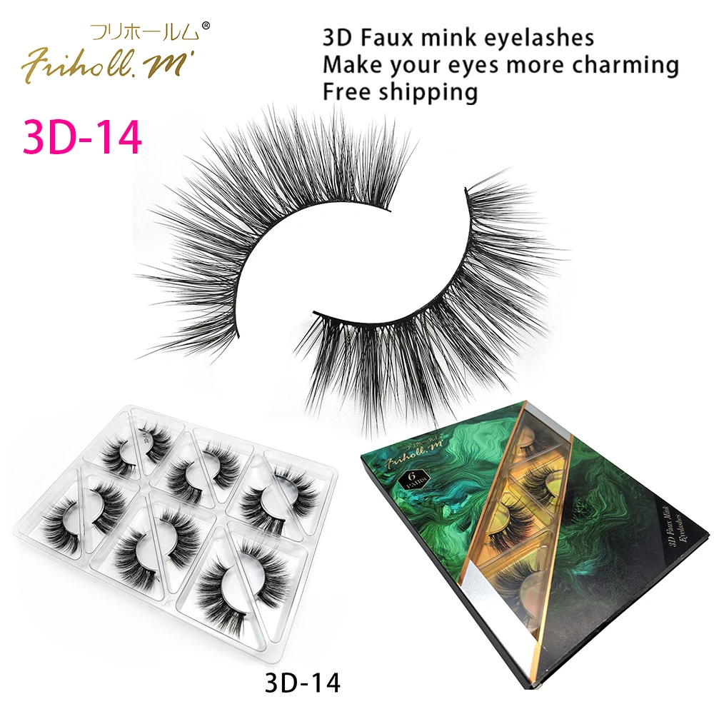 3D-14 Friholl. m шелковые ресницы, 6 пар, натуральные норковые 3d накладные ресницы для наращивания, личная этикетка, 3d синтетические шелковые ресницы - Цвет: 3D-14
