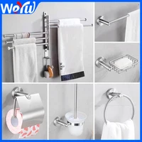 bathroom towel bar holder rack mounted arms towel hanging with hooks toilet paper holder with shelf wall mount robe hook