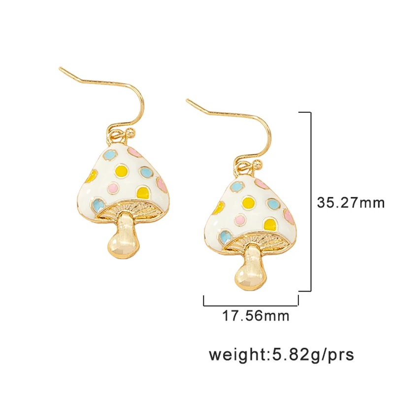 

Creative Cartoon Style Mushroom Pendant Earrings Fashion Acrylic Gold Metal Earrings Accessories Cute Girl Party Jewelry Gift