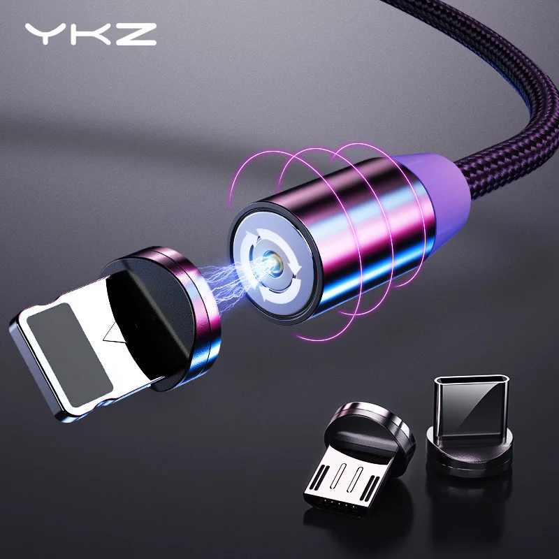 Магнитный usb кабель YKZ для iPhone Samsung Xiaomi Тип C зарядный Micro USB магнитный мобильный