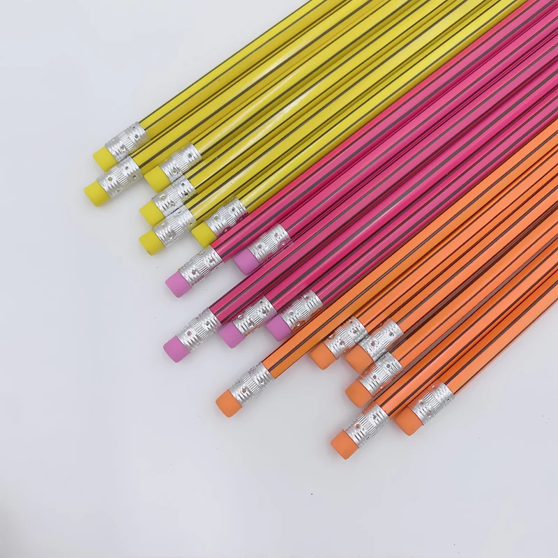 12 шт./лот DIY милый пластиковый черный прочный карандаш для рисования HB в полоску
