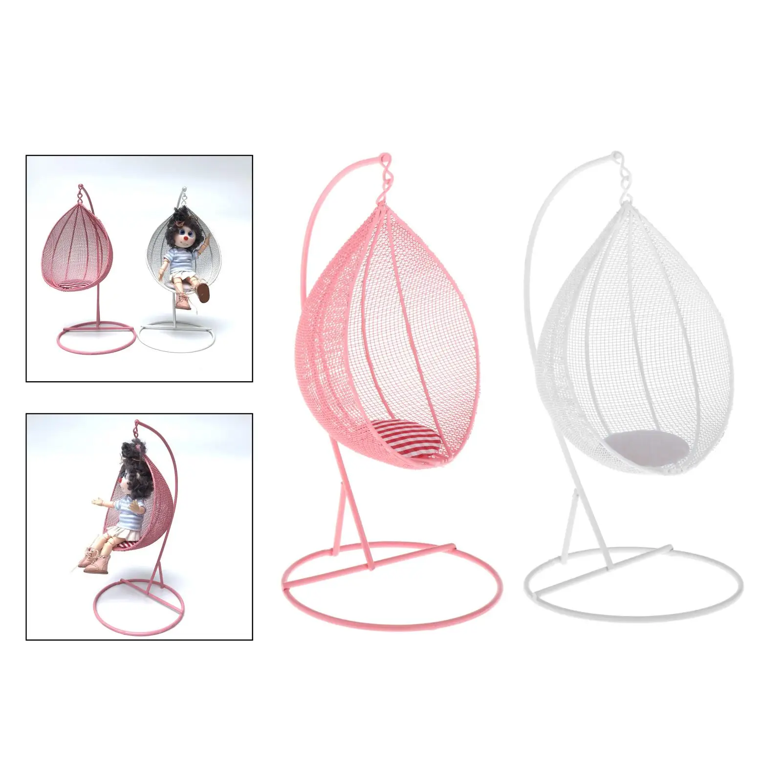 

Mini Iron Tear Drop Swing Chair Hammock Garden Porch Furniture Ornaments for 1/12 Scale Dollhouse