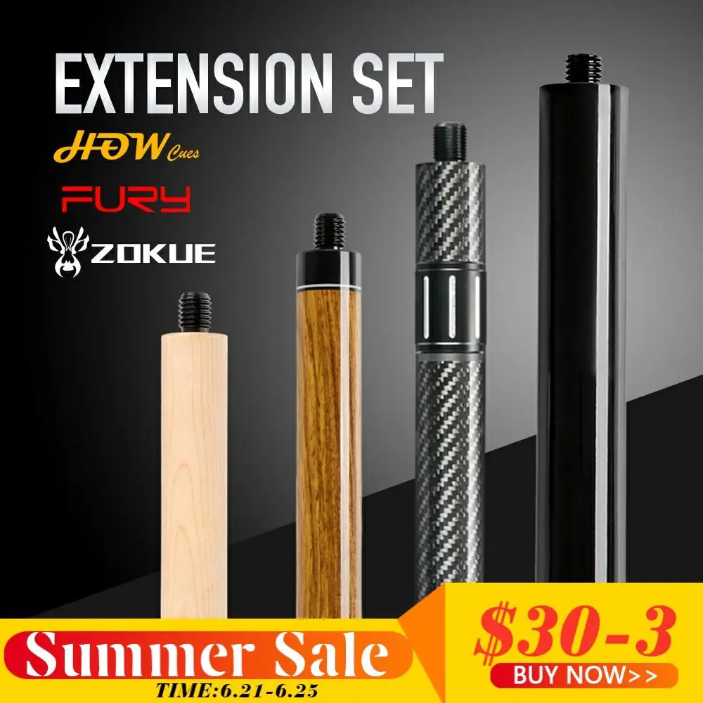 

Extended For How/Zokue/Fury Billiard Pool Cue Extension Carbon Fiber /Maple Extension Extend With Bumper Billiards Accessories