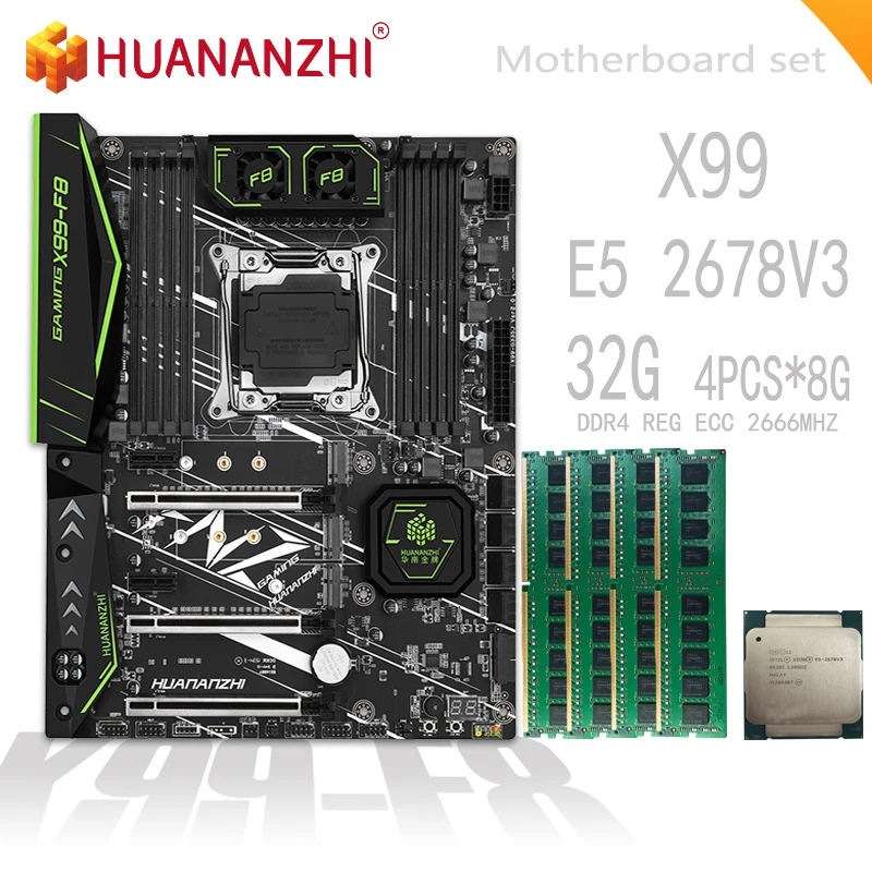 

Материнская плата HUANANZHI X99 комбинированный комплект XEON E5 2678 V3 4*8GB DDR4 2666 REG ECC память NVME USB3.0 ATX