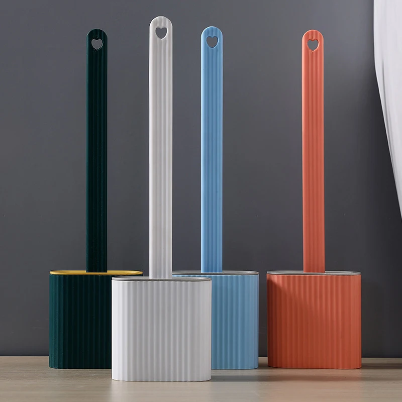 

Silicone Toilet Brush Wall Mounted Flat Head Cleaning Brush Set Ong Handle Toilet Brush Set Clean Tool Durable Bathroom Accessor