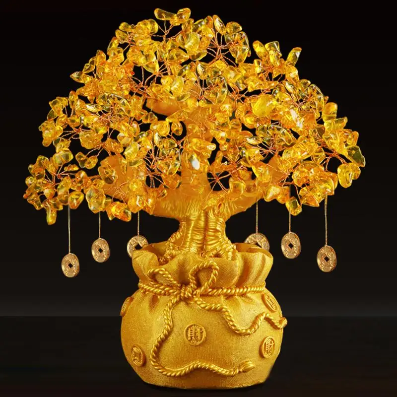 Искусственное дерево для денег украшение деревьев удачи нежный красивый золотой