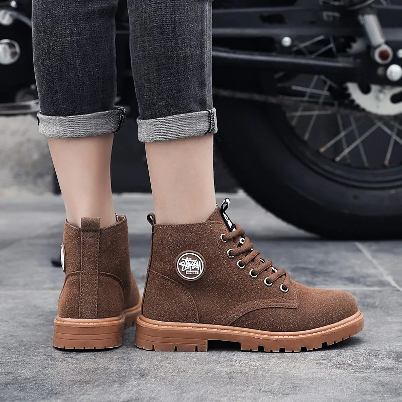 Детские ботинки мартинсы для мальчиков и девочек теплые кожаные модные в