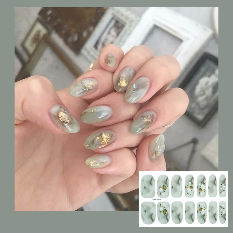 Наклейки для дизайна ногтей в японском стиле блестящие наклейки с полным