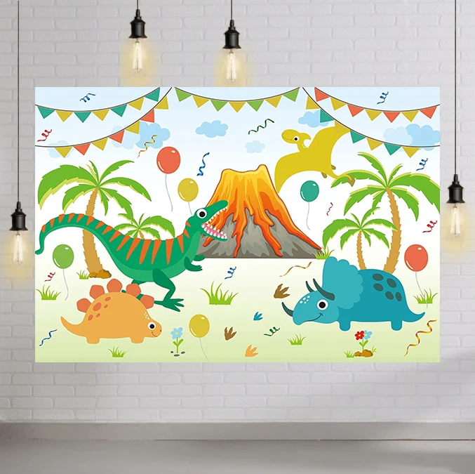 

Cartoon Dinosaur Backdrop Cute Dinosaur Birthday Photography Background for Boys Kids Baby Shower Decorations Party Wall Banner
