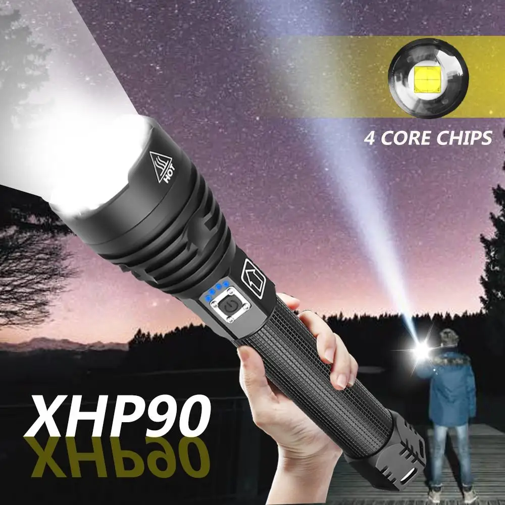 Супер яркий светодиодный фонарик XHP90 18650 лм XLamp с фокусировкой XHP70 USB зарядкой
