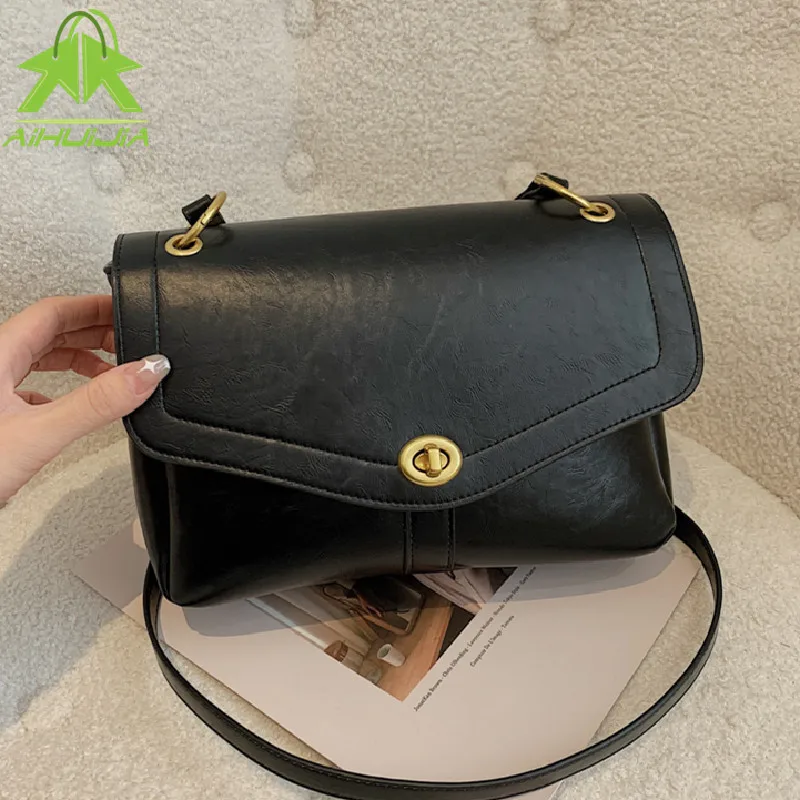 

Fashion Vintage Messenger Bag For Women New High Quality Pu Leather Handbags Luxury Solid Color Female Shoulder Bag Sac A Main