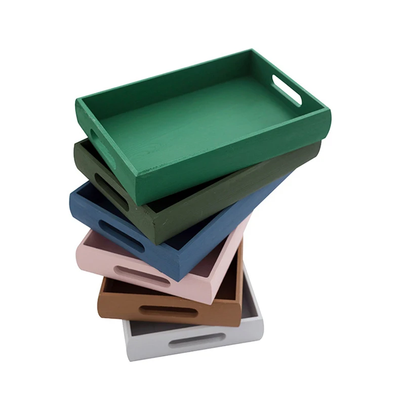 

Handmade Wood Tray Rectangular Oval Pan Fruit Dishes Jewelry Display Storage Box Dessert Dinner Plate Leather Coaster Home Decor