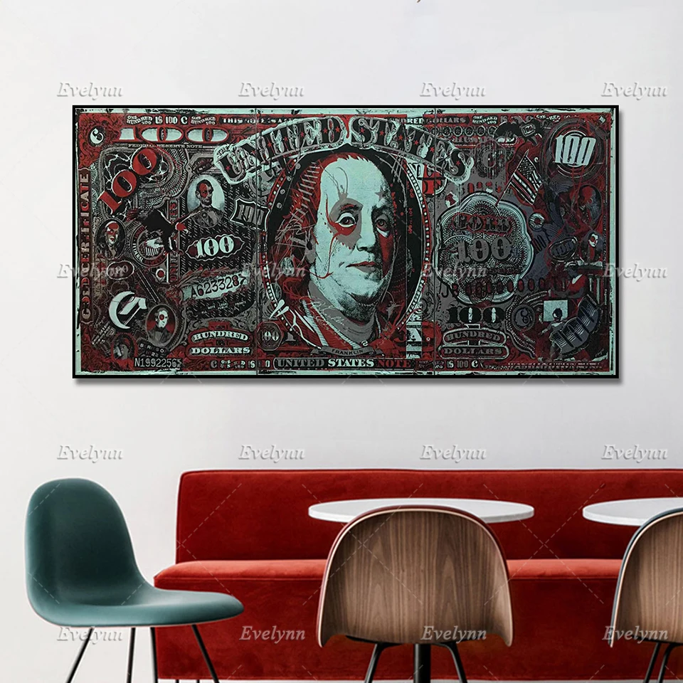 Уличное искусство граффити фигурка Джокера доллар настенное деньги модульные