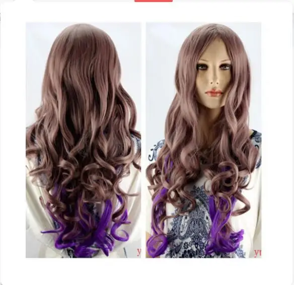 Shun Новый парик из коричневых и фиолетовых смешанных волос длинные вьющиеся