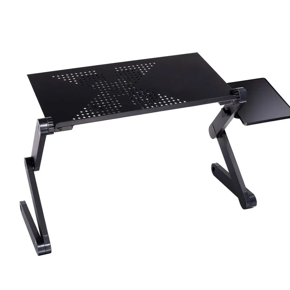 

Adjustable Aluminum Laptop Desk Table Ergonomic TV Bed Lapdesk Tray PC Notebook Table Desk Stand With Cooling Fan Mouse Pad