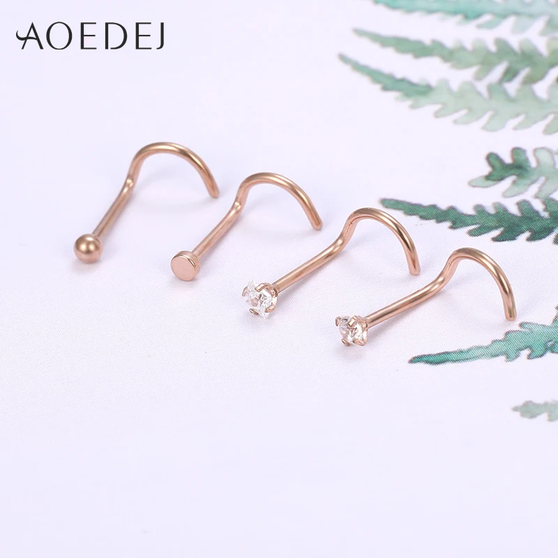 Aoedej 4 шт./лот Розовое золото покрытые 20G Стерильная сталь штанги для носа кольцо в ноздрю украшение для прокола тела.