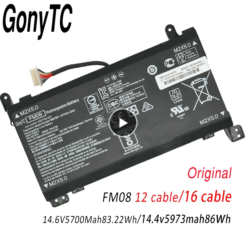 FM08 12 Or 16 Cable Laptop Battery For HP OMEN 17-an013TX 17-an014TX TPN-Q195 HSTNN-LB8B TPN-Q195 8922753-421