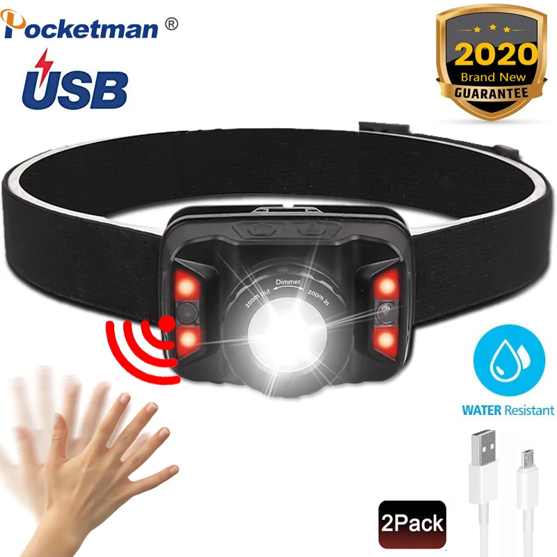 2020 2 шт Новогодняя распродажа фара USB Перезаряжаемый светодиодный фонарь на