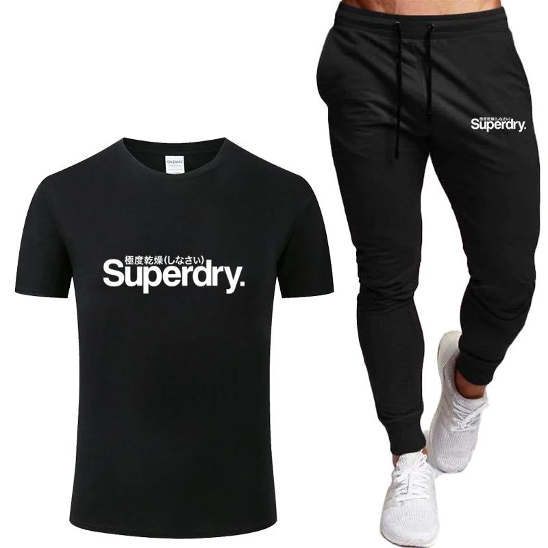 

2021 Popular Men'S Suit T-Shirt+Pants 2-Piece Casual Sportswear Men'S Sports Brand Suit Printed Top+Pants Gym Fitness Clothes