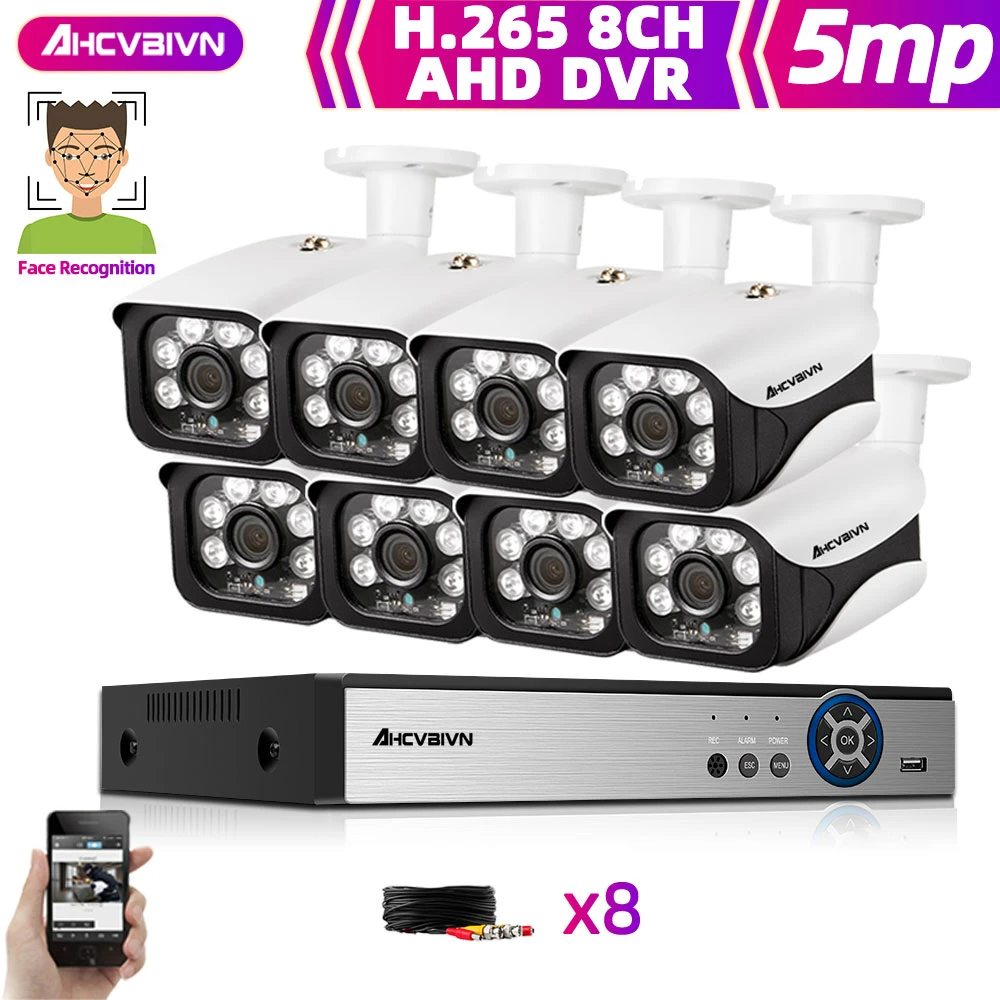 HD CCTV камера система 8CH 5MP AHD DVR NVR комплект видеонаблюдения наружная