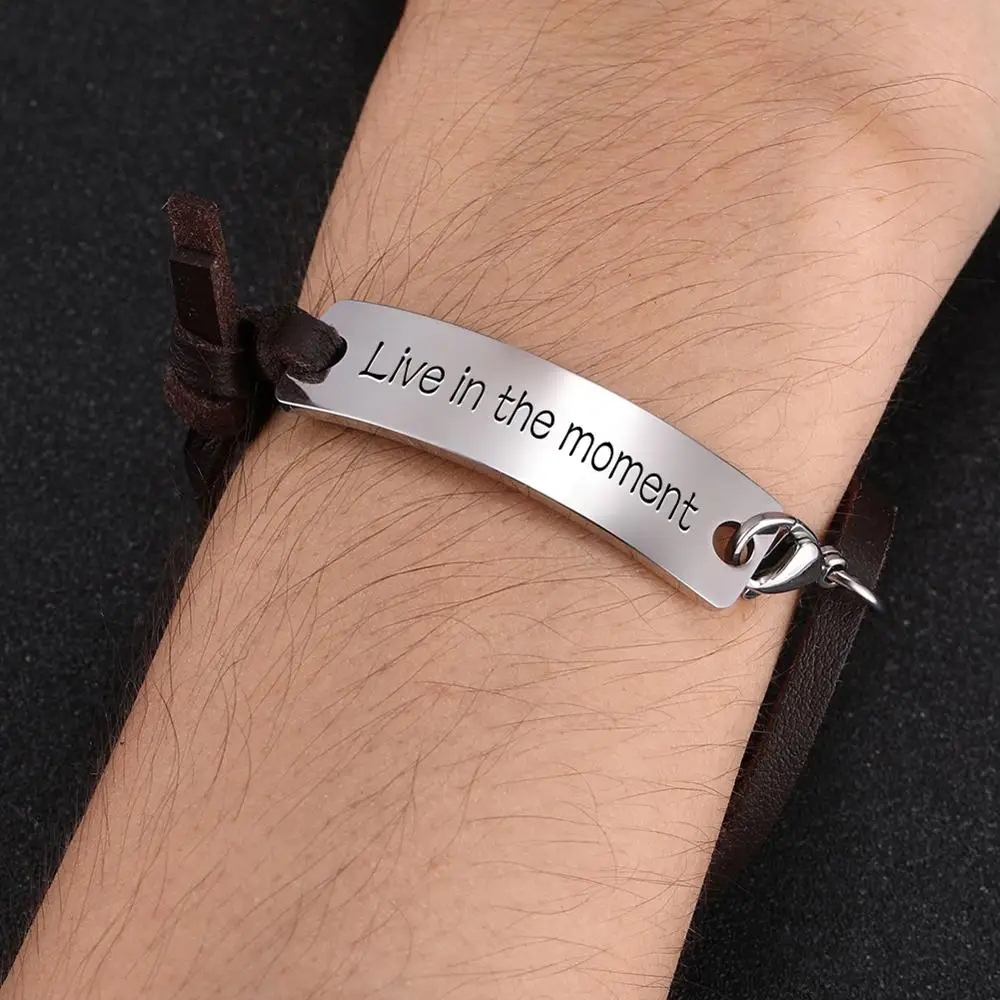 Lemegeton кожаные браслеты для мужчин и женщин браслет с гравировкой имени ювелирные
