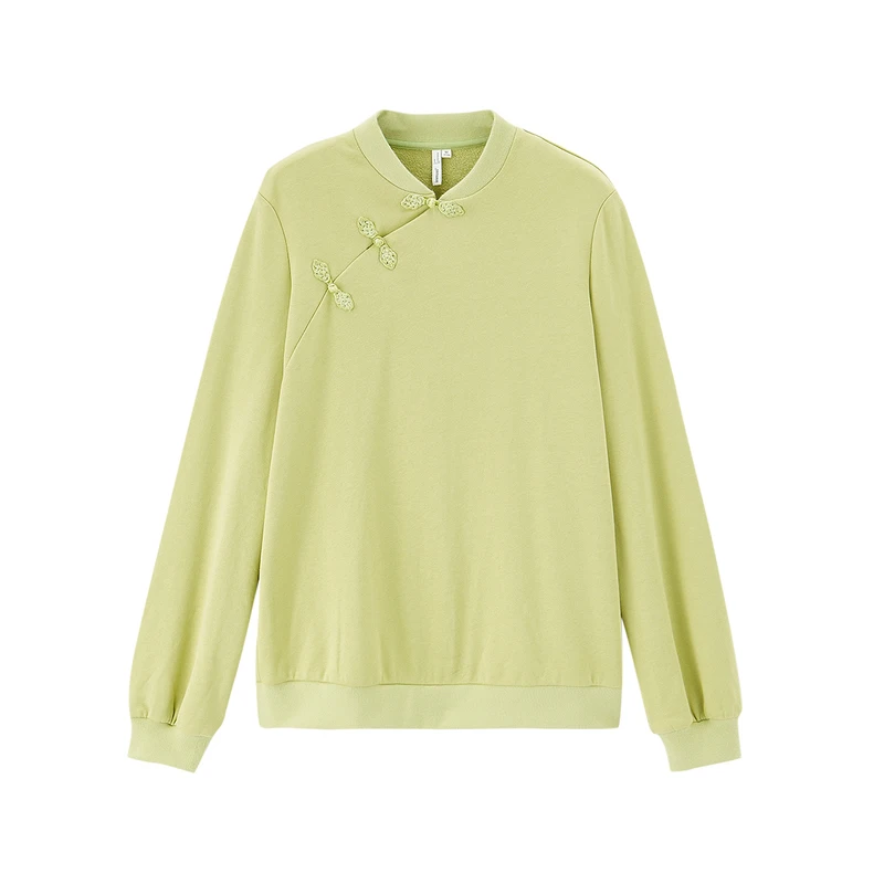

INMAN Chinese Style Winter Qi-Pao Collar Elegant Cotton Pullover Sweatshirt