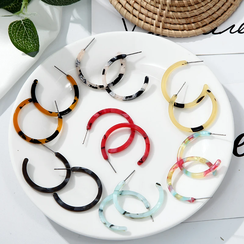 Круглые ацетатные леопардовые серьги геометрические акриловые серьги-гвоздики