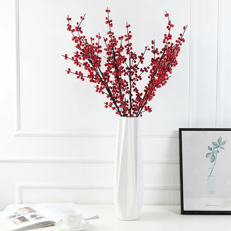 

Artificial North American Holly Red Fruit Furniture Hotel Living Room Decoration Gardening Furnishings Photography Props DIY