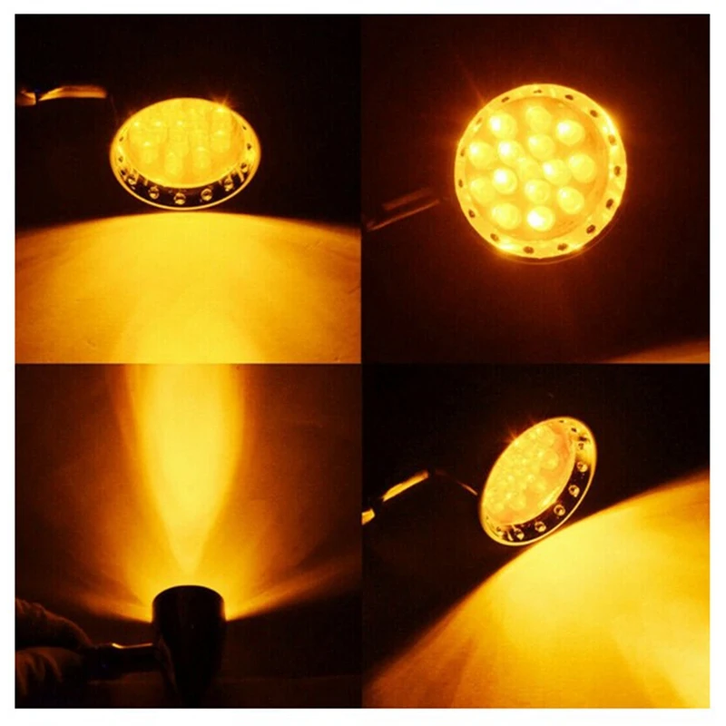 

2Pcs 12V Universal Motorcycle LED Turn Signals Bullet Blinker lndicators Light Amber Lens 10mm Vintage Chrome Lamp