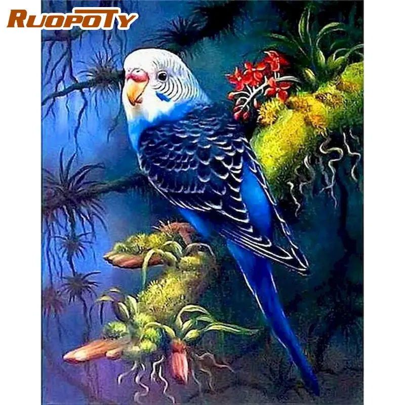 

RUOPOTY Frame Parot Painting By Numbers Animals Drawing By Numbers On Canvas On Canvas Home Decoration Unique Gift