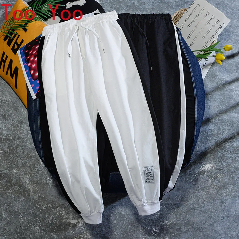 

Japanese spring and summer style retro foot tie men's cargo pants popular logo casual pants Korean version loose large pants