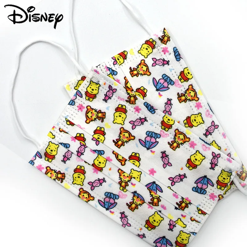 

30/50/100PCS Disney Children Disposable Mouth Mask Popular Bear Cub Unicorn Pattern Face Shield Dust-roof Allergy Unisex Masque