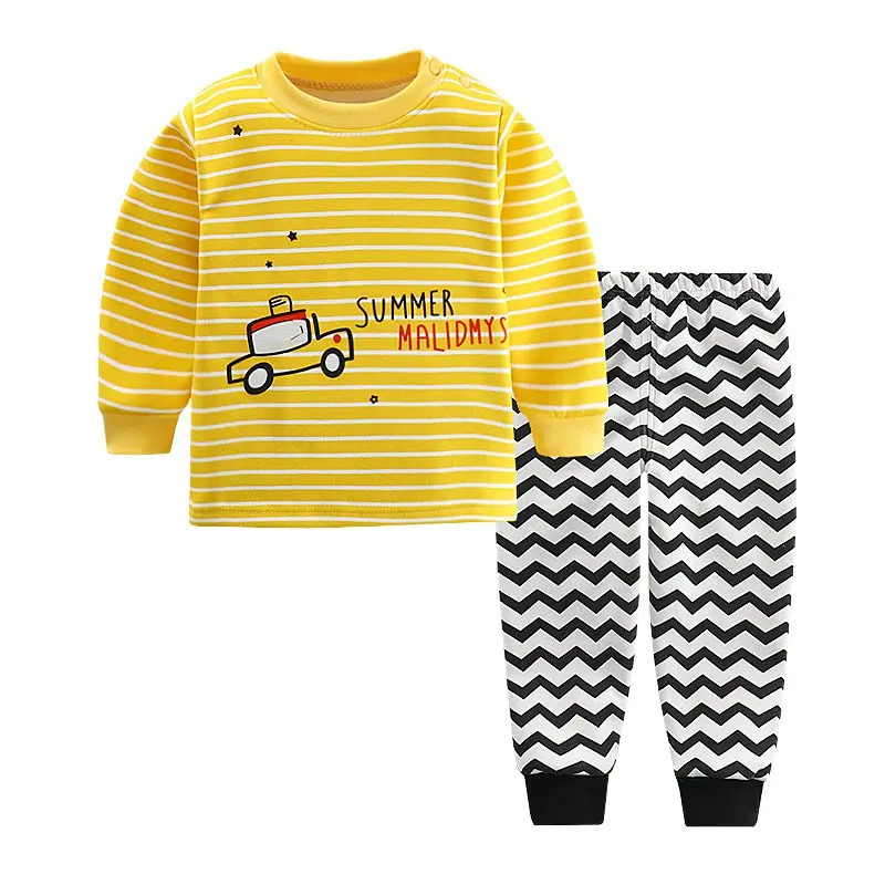Style 21 Новые детские пижамные комплекты для мальчиков; футболка с длинными рукавами и круглым вырезом и принтом с героями мультфильмов; топы и штаны; осенне-зимняя одежда для сна для маленьких девочек - Цвет: Style 21