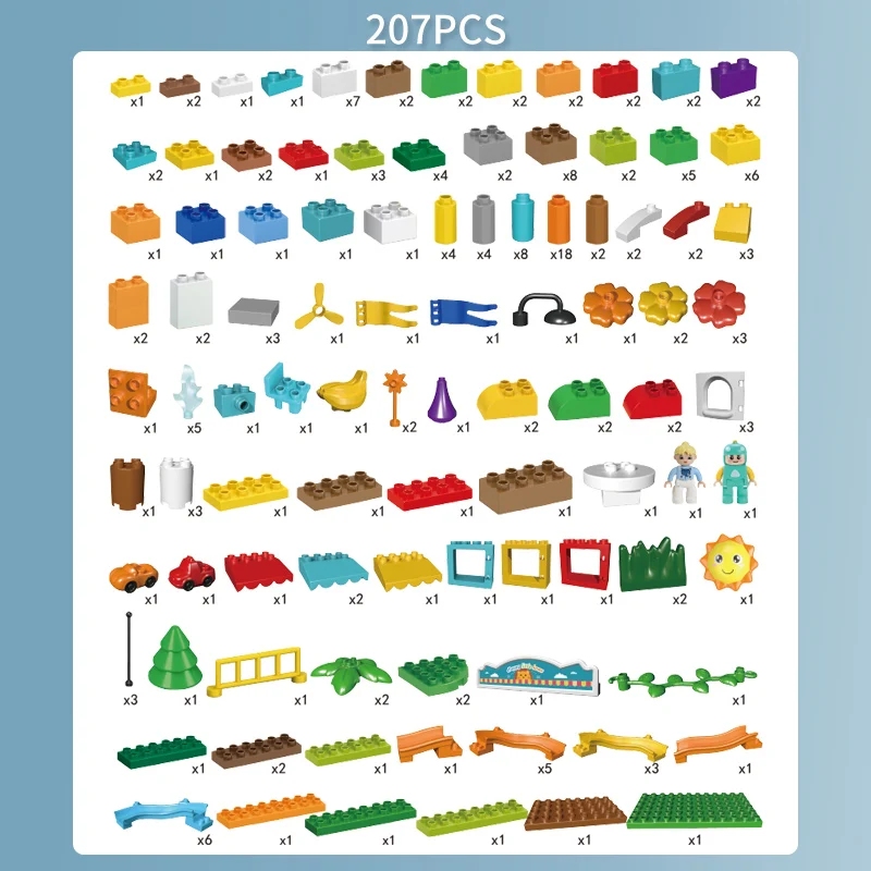 

Radodo 207PCS Big Blocks Car Track Marble Run Slide DIY Building Bricks Toys For Children Building Blocks Gift