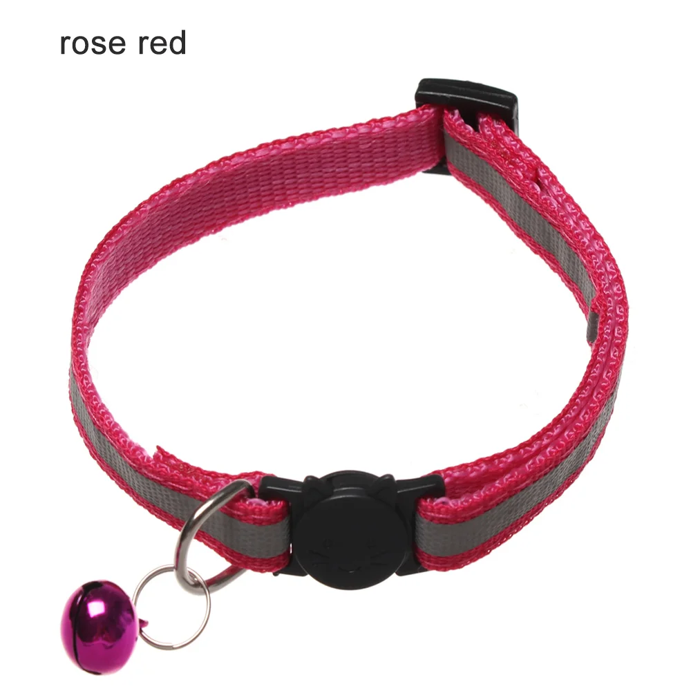 rose red Регулируемые нейлоновые ошейники для собак ошейники с колокольчиками Очаровательное ожерелье ошейник для маленьких собак кошки ошеники товары для животных - Цвет: rose red