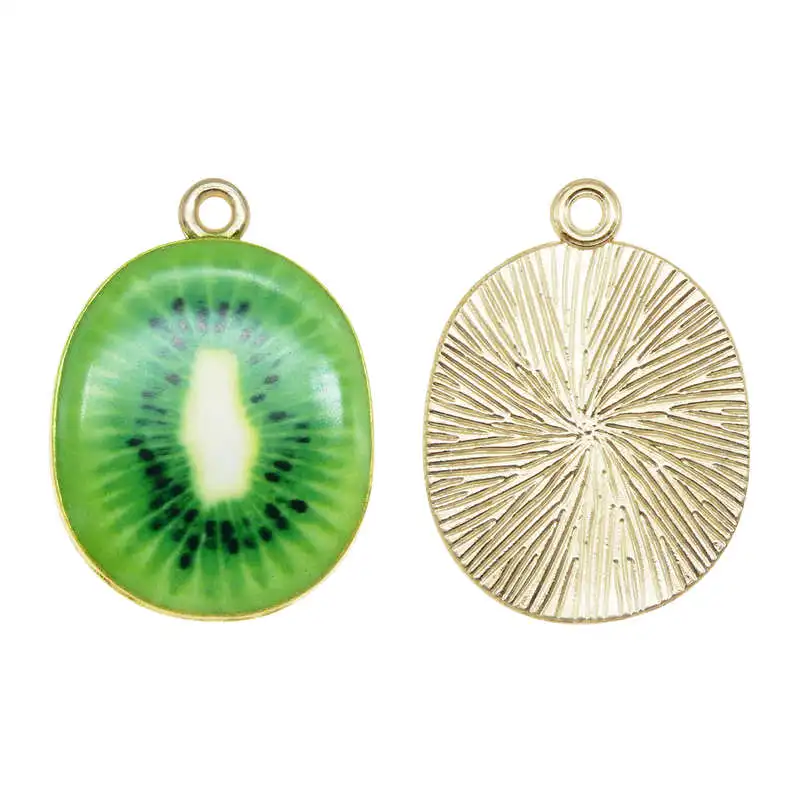 

5 шт., эмалированные Подвески Kiwi Julie Wang золотого цвета, сплав, фрукты, ожерелье, серьги, браслет, аксессуары для изготовления ювелирных издели...