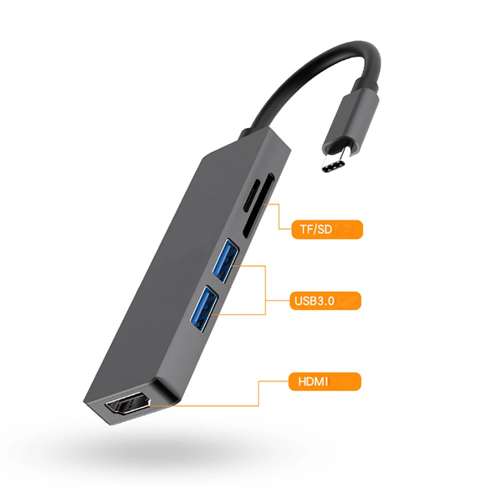 Usb хаб Тип C на HDMI 5 в 1 адаптер с 2 Порты и разъёмы USB 3 0 SD/TF для ноутбуков Выход MacBook Pro
