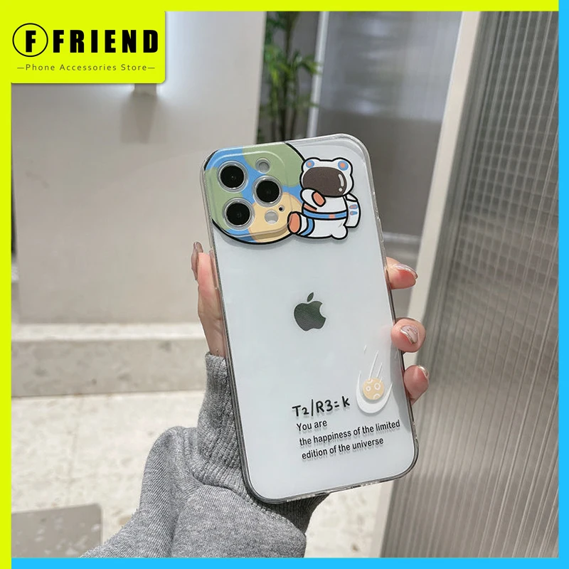 

Simple Cute Cartoon Astronauts Earth Personalized Design Phone Cover for Iphone 11 12 Pro Max 7 8p Xs Xr Girl Soft Phone Cases