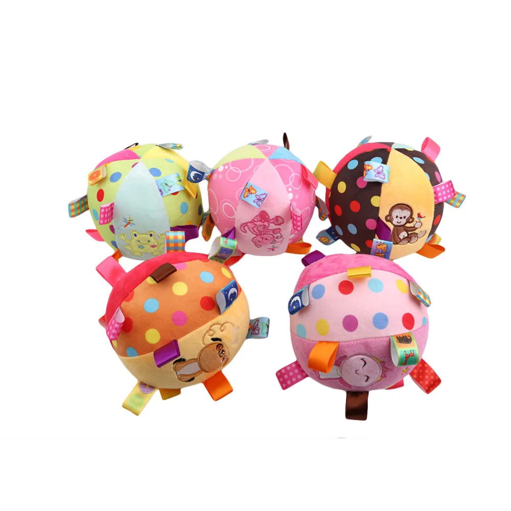 

0-12 Months Children's Ring Bell Ball Baby Cloth Music Mobile Learning Toy Plush Educational Hand Grasp Rattle Ball