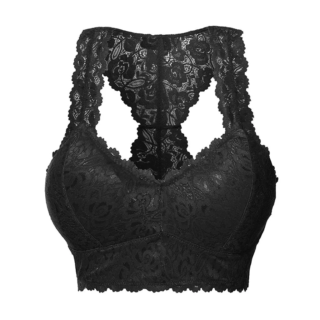 

New Sexy Bras For Woman Plus Size Vest Crop Wire Free BraB Lace Lingerie Sexy V-Neck Underwear нижнее беле для женин
