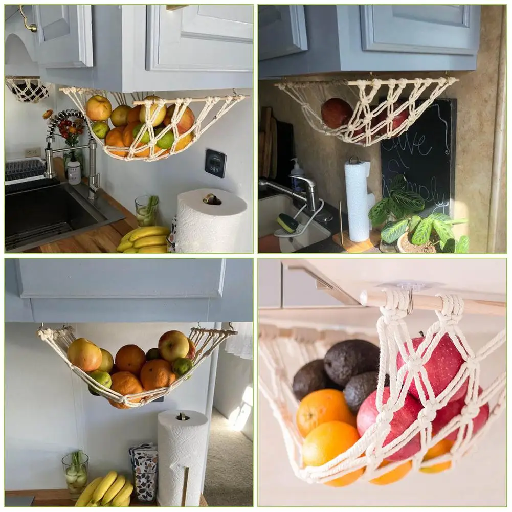

Fruit Hanging Basket Under Cabinet Fruit Hammock Hanging Produce Hammock For Home Creative Kitchen Accessories