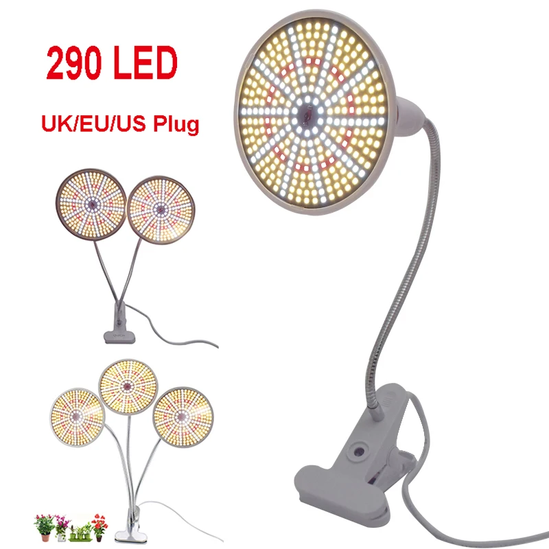 

1/2/3 Head Full Spectrum 290 LED Grow Light Plant Bulb Weg Flower Growing Greenhouse Hydro Sunlight Phyto Lamp Indoor Grow Box