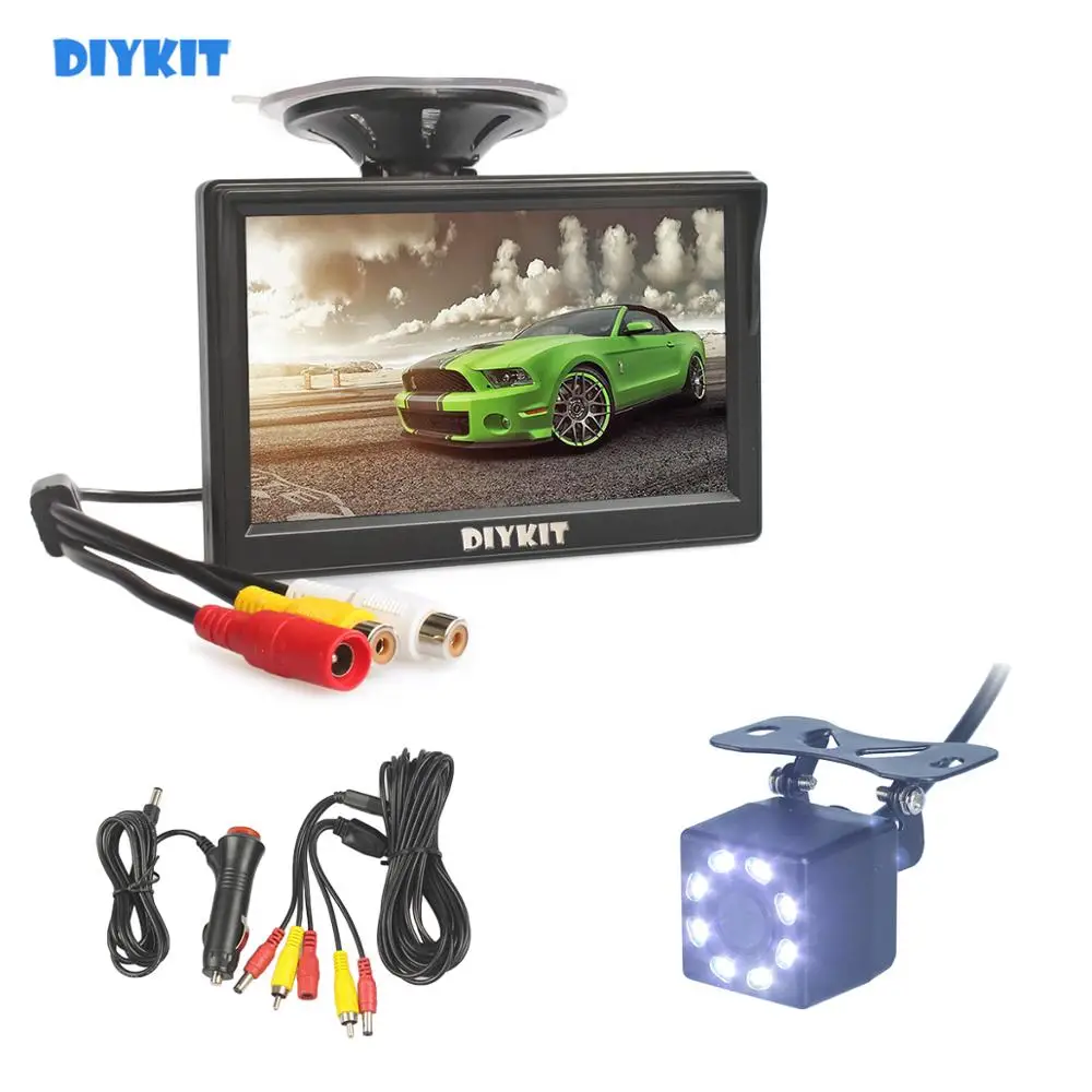 

DIYKIT 5" 800 x 480 HD Car Monitor Waterproof Reverse 8 x LED Color Night Vision Backup Rear View Car Camera with Monitor