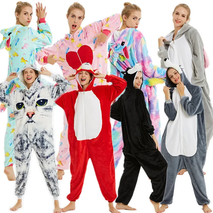 New Unicorn Onesies Kigurumi Cartoon Animal Rogue Rabbit Pajamas Cosplay Costumes Adult 3D Cat Sleepwear Jumpsuit Onepieces