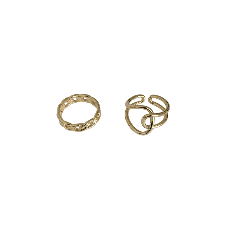 

2PCS/SET Vintage Geometric Metal Punk Rings For Women Girls Index Chain Minimalist Mid Finger Knuckle Rings Party Gift 2021